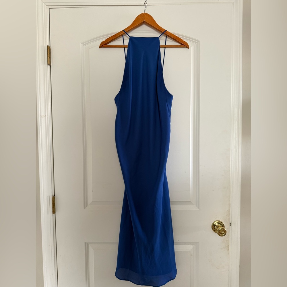 ASOS Design Royal Blue Halter Open Back Midi Dress